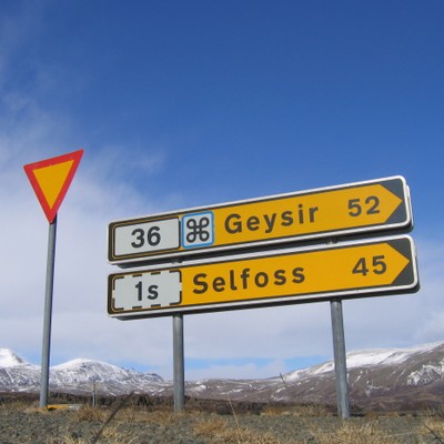 Geysir Strassenschild