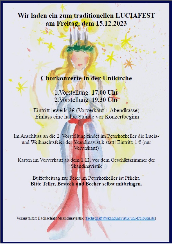 Luciafest am 15.12. mit Chorkonzerten und anschließender Feier