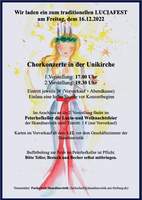 Lucia mit Chorkonzert und Feier im Peterhofkeller am 16.12. 