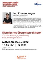 Literarisches Übersetzen als Beruf. mit Ina Kronenberger am 29. Juni um 18 Uhr 